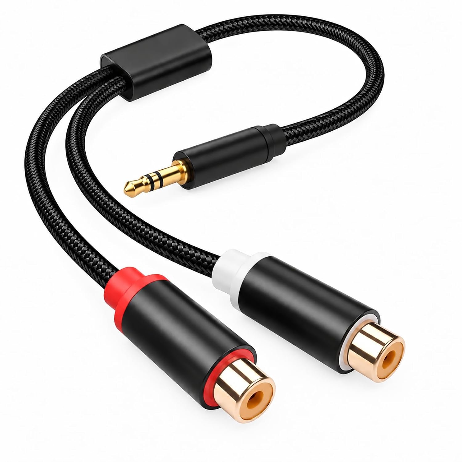 3,5 mm jack naar 2 cinch kabel 25 cm voor hifi & audio, zwart