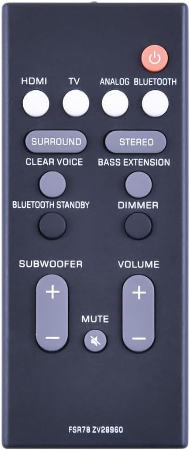 FSR78 ZV28960 Replacement Remote Control Compatible with Yamaha Soundbar ATS-1060 YAS-107 ATS-1070 YAS-207 NS-WSW42 - ShopVlot
