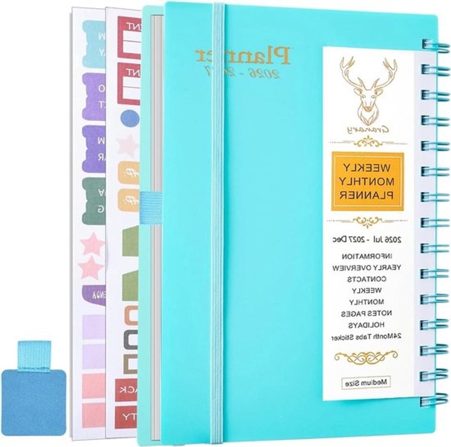 Spiraal-weekplanner - Agenda en schoolplanner - Planning maken - 18 maanden gebruik - A5-formaat - Blauw