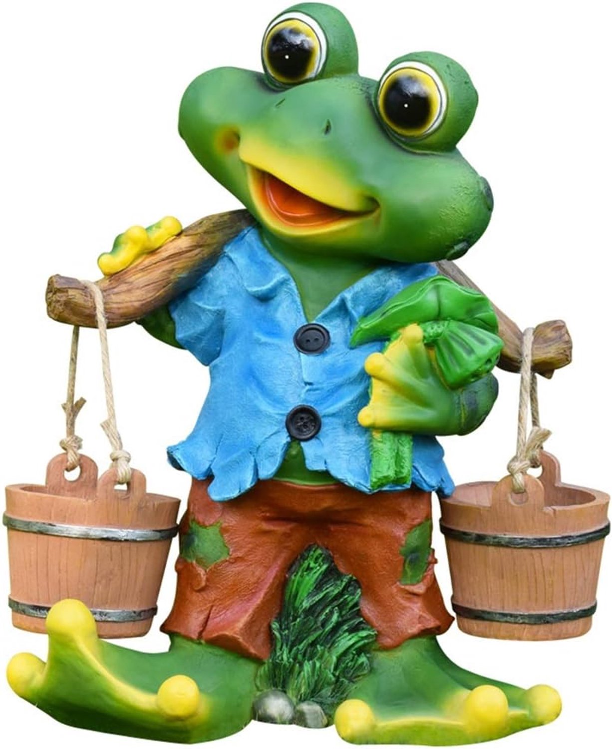 Tuinsculpturen beelden Buitentuin Simulatie Dierlijk Standbeeld Tuin Cartoon Kikker Sculptuur Tuin Landschap Glasvezel Decoraties (Color : Green, Size : 40 * 27 * 50cm)