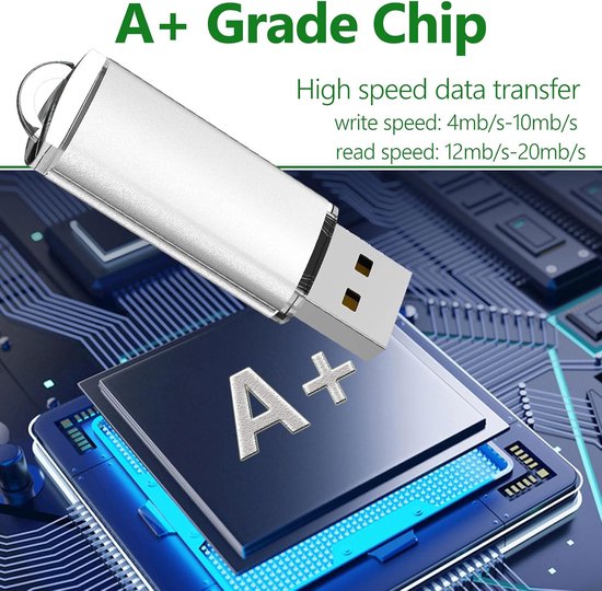 2 stuks 8 GB USB-sticks 2.0 pendrive 8 GB metaal zilver/blauw — afbeelding 3