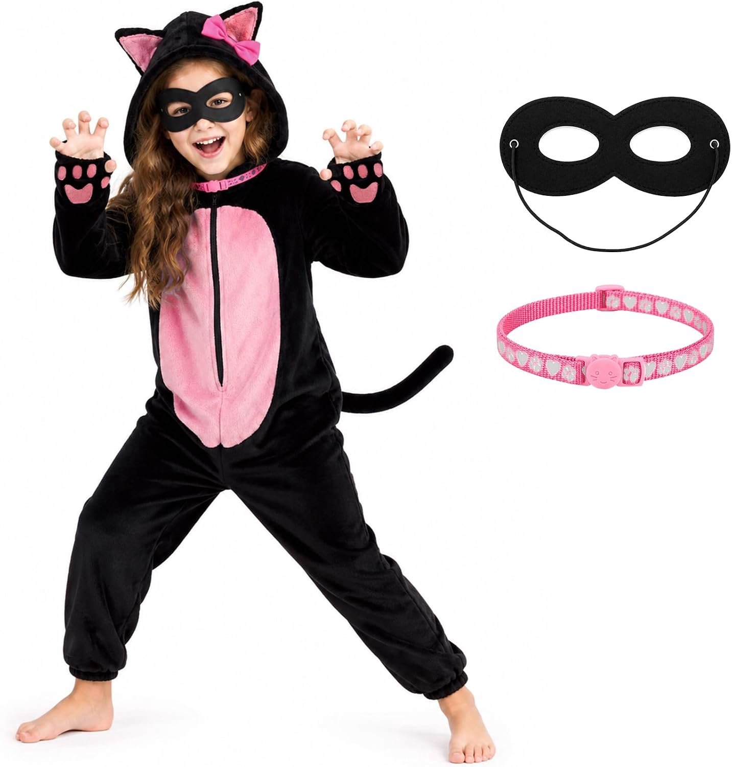 Kattenkostuum voor kinderen, meisjes, 3-10 jaar, kat, eendelig