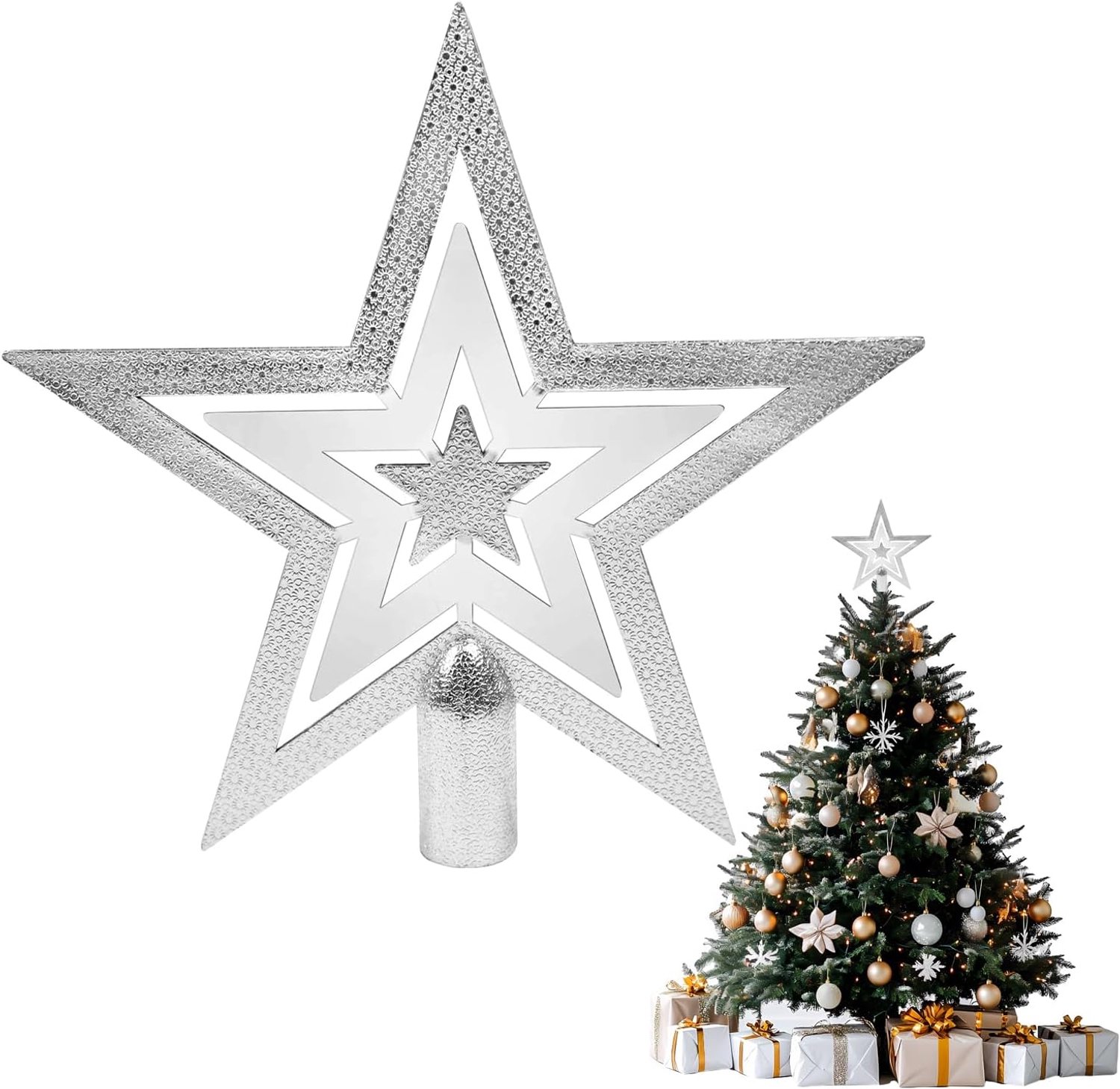Christmas Tree Topper Star Decoration Christmas Tree Topper Glitter Stars Plastic Christmas Tree Topper for Christmas - ShopVlot