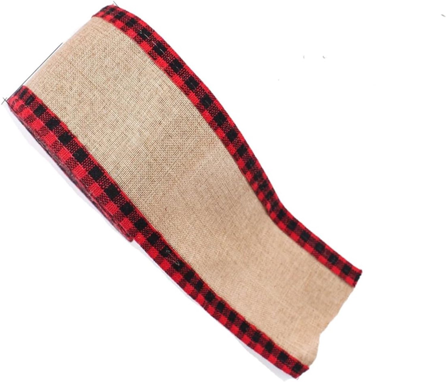 6M geruite cadeaulint, plaid jute band, bedraad, geruite band, lint met draad, kerstband, decoratieband, stoffen lint voor Kerstmis, bruiloften, cadeau, boeket, doe-het-zelf #15, 7 cm x 6 m
