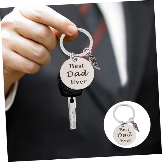 2 Stuks Sleutelhanger Pendant Vaderdag Moederdag Roestvrijstalen Sleutelring Decoratie Familie Vrienden Compact Lichtgewicht Tassen Sleutels — afbeelding 2