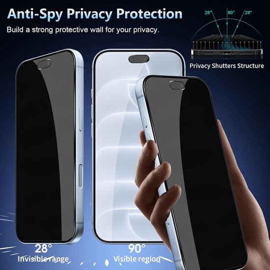 Inkijkbescherming voor iPhone 18 Pro Max 5G, 2 stuks anti-spy — afbeelding 5