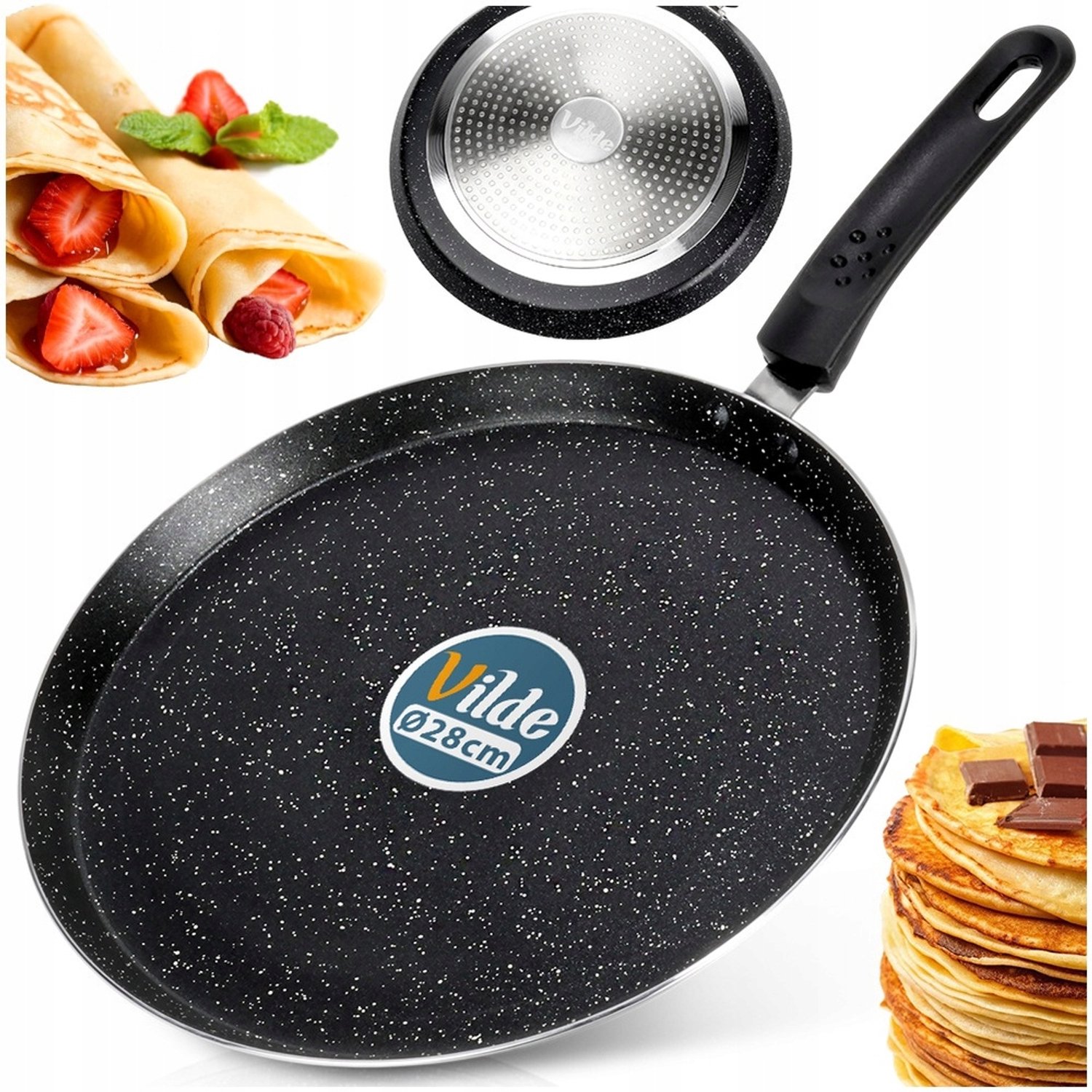 Vilde Granit Pannenkoekenpan 28 cm - Anti-aanbak, Geschikt voor Alle Fornuizen