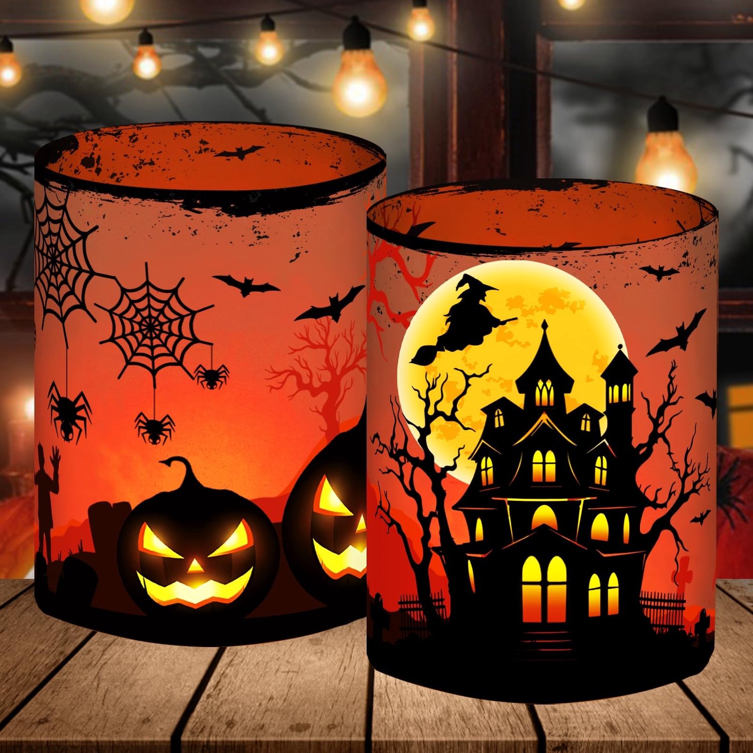 12 windlichten tafeldecoratie halloween
