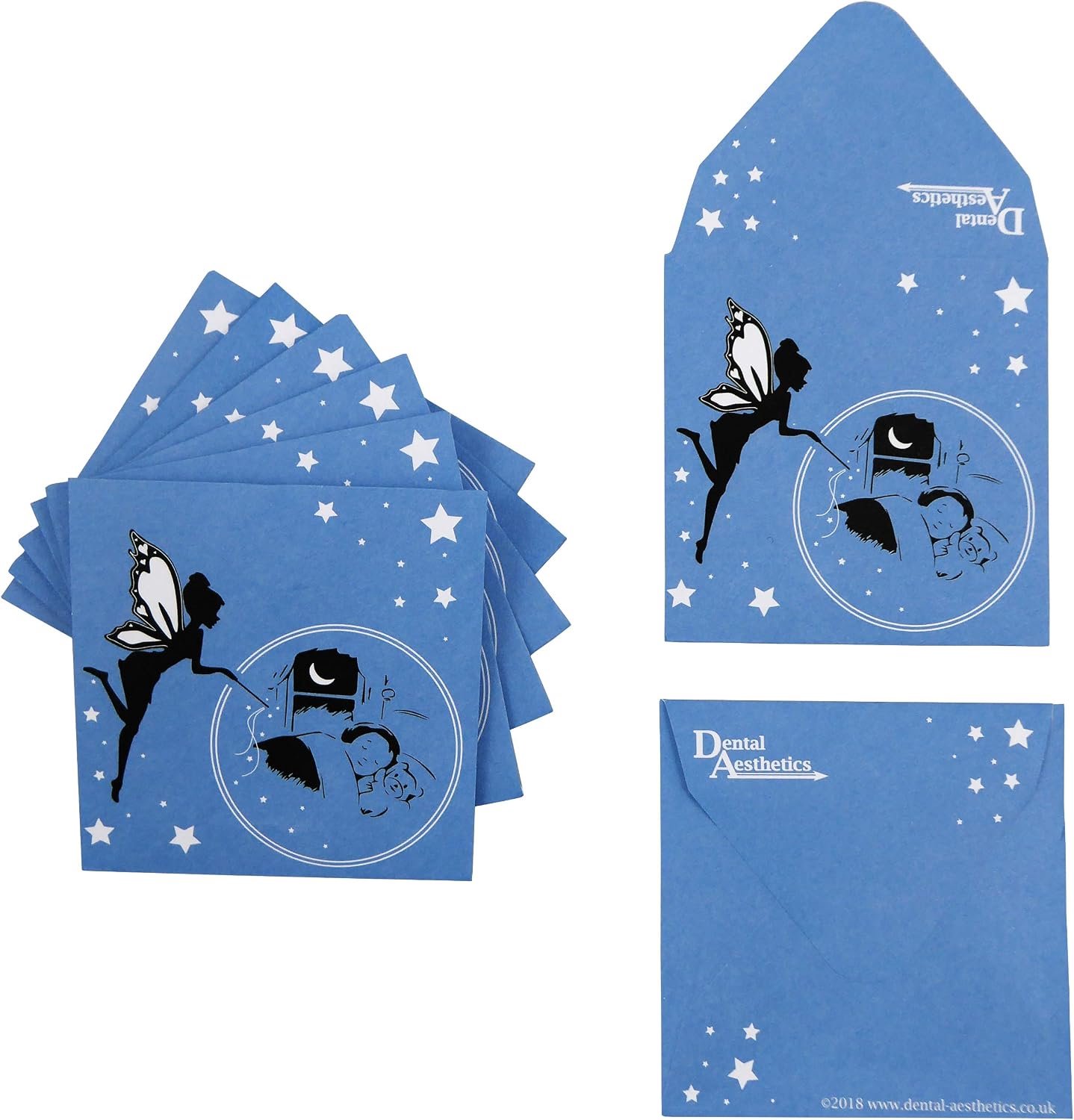 Tandenfee Enveloppen Set van 16 - Mini 6,5cm x 6,5cm - Blauw - Houd de magie levend - Homevero