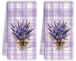 Disoza Purple Lavender Bow Bouquet Microfiber Tea Towels 60 x 40 cm Towel Kitchen Organizer Cotton Kitchen Towels - ShopVlot
