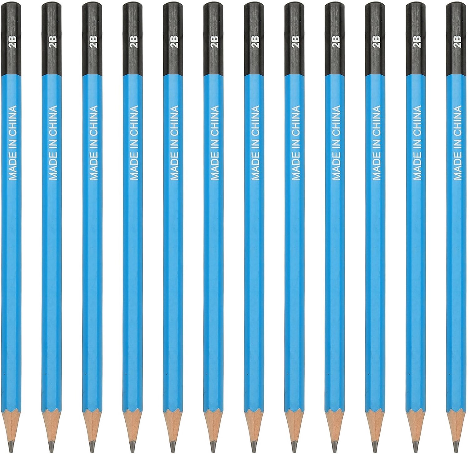 PATIKIL 12 stuks 2B tekenpotloden voor schetsen, zeshoekige schetspotloden voor tekenen schrijven kunst schetsen kunstenaars beginners, blauw/zwart