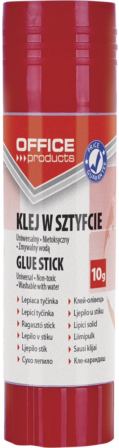 OFFICER PRODUCTS Products Originele lijmstift, 10 g, wit, kindvriendelijke lijm voor kunst en knutselwerkjes, PVA/zonder oplosmiddel, in water oplosba