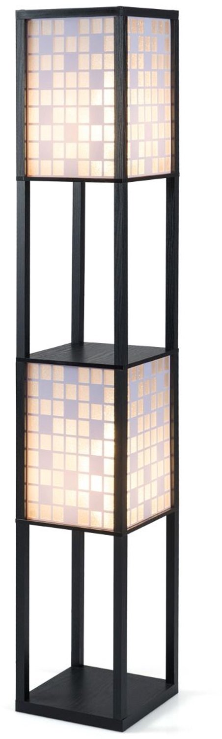 SureDeal® - Lamp - Staande - Twee Planken - Twee Lampenkappen - Woonkamer - 26x26x156 cm - Zwart