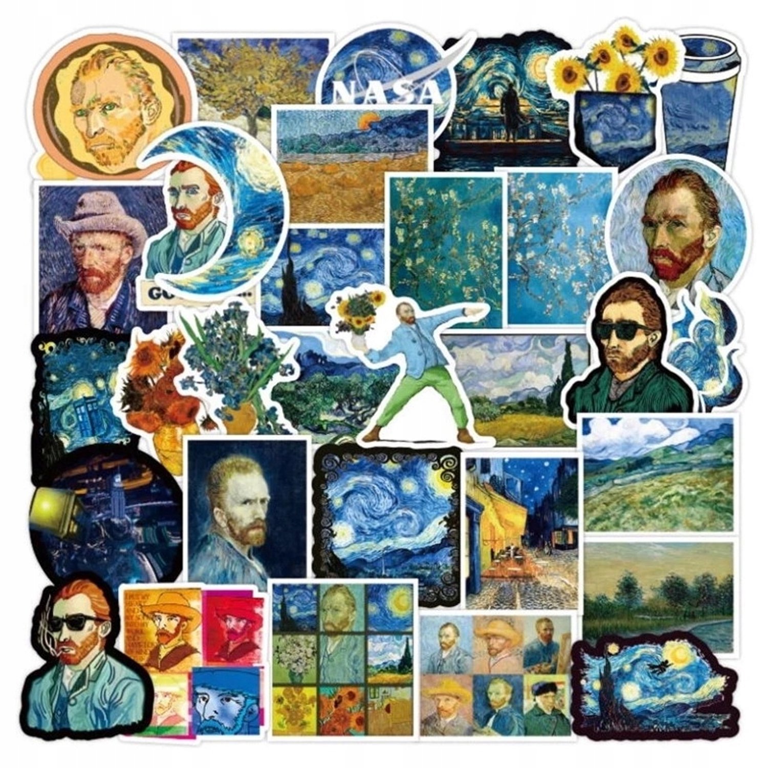 Van Gogh Fietsstickers Waterdicht MIX 50 Stuks