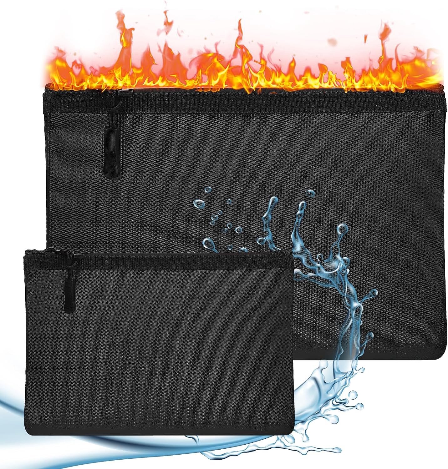 Set van 2 Brandveilige Documenten- en Geldtassen, 35x25cm en 8x14.2cm, Ideaal voor Veiligheid en Opslag