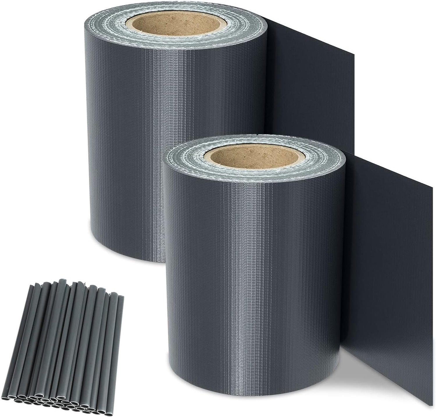 Inkijkwerende stroken voor dubbelstaafmatten, 100 m x 19 cm, PVC inkijkbescherming, incl. 80 clips, hekfolie, windscherm, ondoorzichtig, windscherm, 450 g/m², voor tuinhek, balkon,