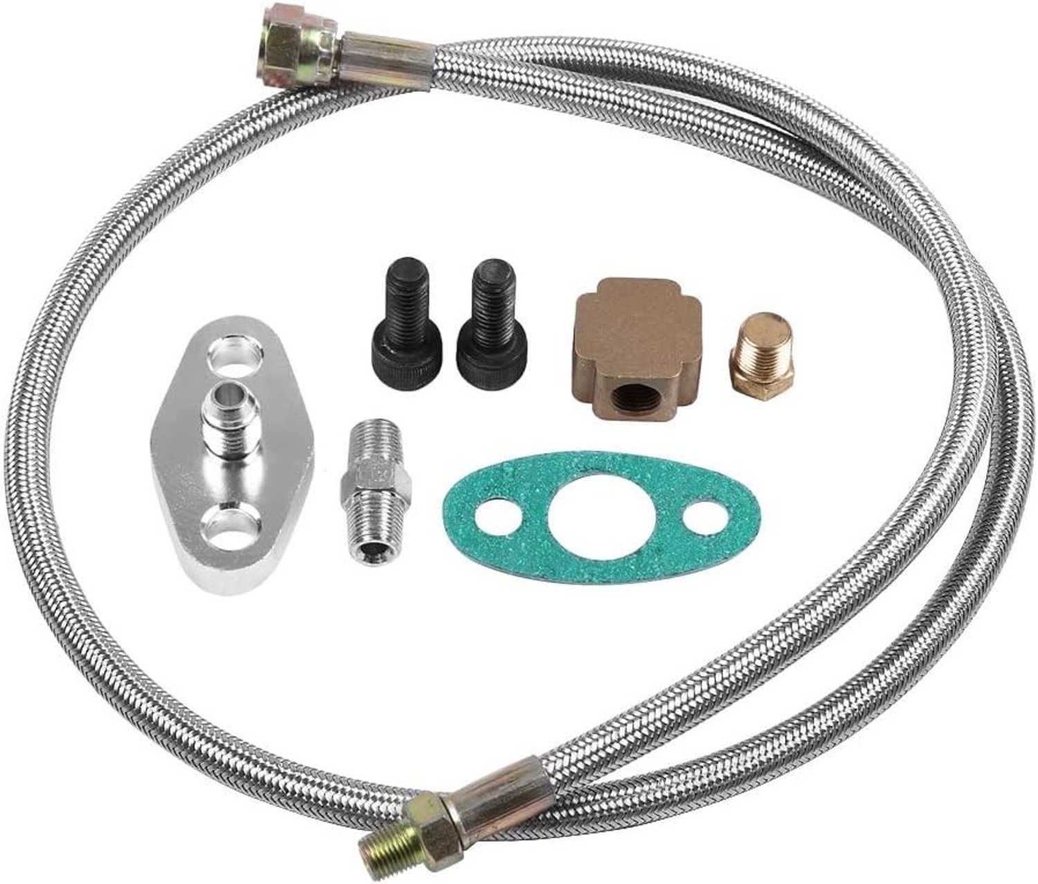 Complete Oil Feed Line Kit voor T3 en T4 Turbochargers met olie retourlijn voor optimale prestaties en compatibiliteit