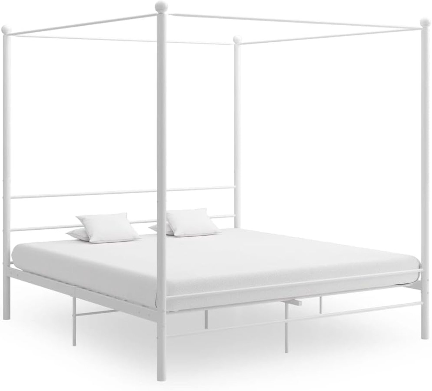 Hemelbedframe, Zwart Gepoedercoat Metaal, Modern Design, Duurzaam, met Luifel voor Het Ophangen van Gordijnen, Geschikt voor Slaapkamer (200x200 cm)