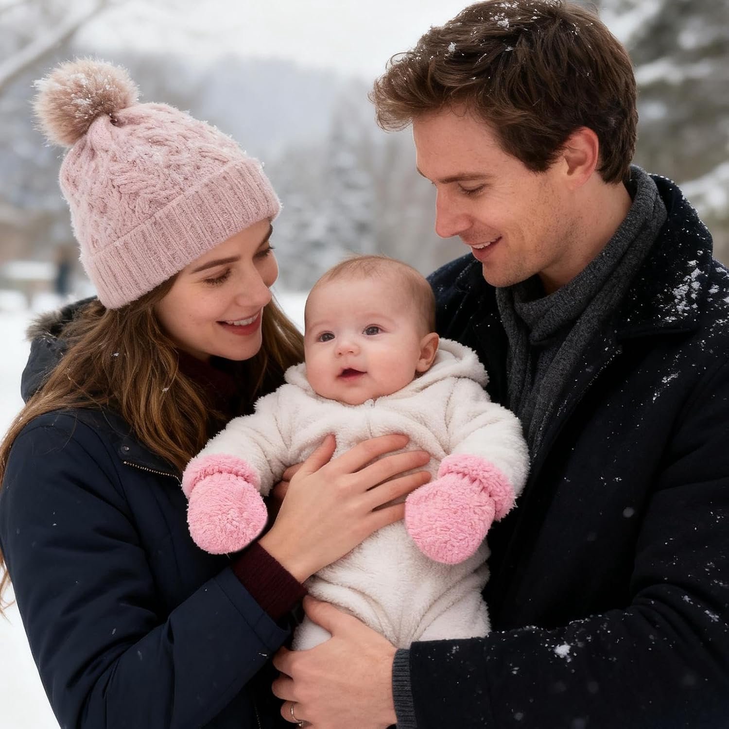 Wanten voor kinderen: warme babywinterhandschoenen, schattige gebreide handschoenen, uniseks, krasbestendig, voor kinderen van 0 tot 12 maanden, koud weer, sneeuw, reizen naar huis, A