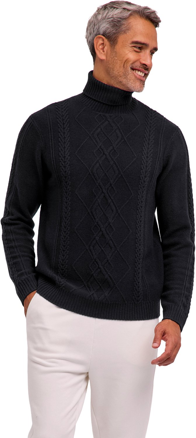 FALKE Ski Wool Cable Roll Neck verwarmend wol cardigan heren Zwart