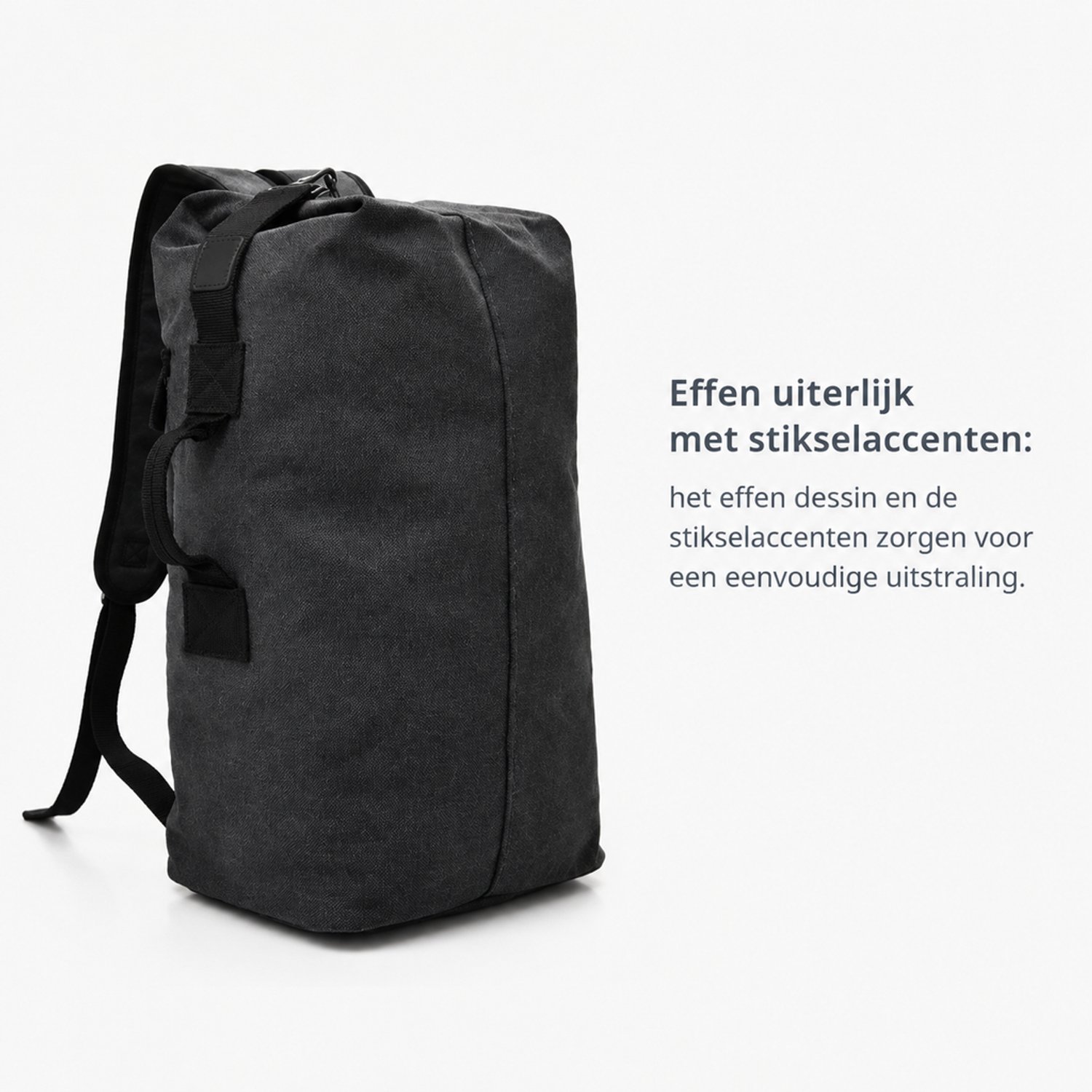 Rugzak - klein - effen met stikselaccenten - voor recreatieve reizen - zwart