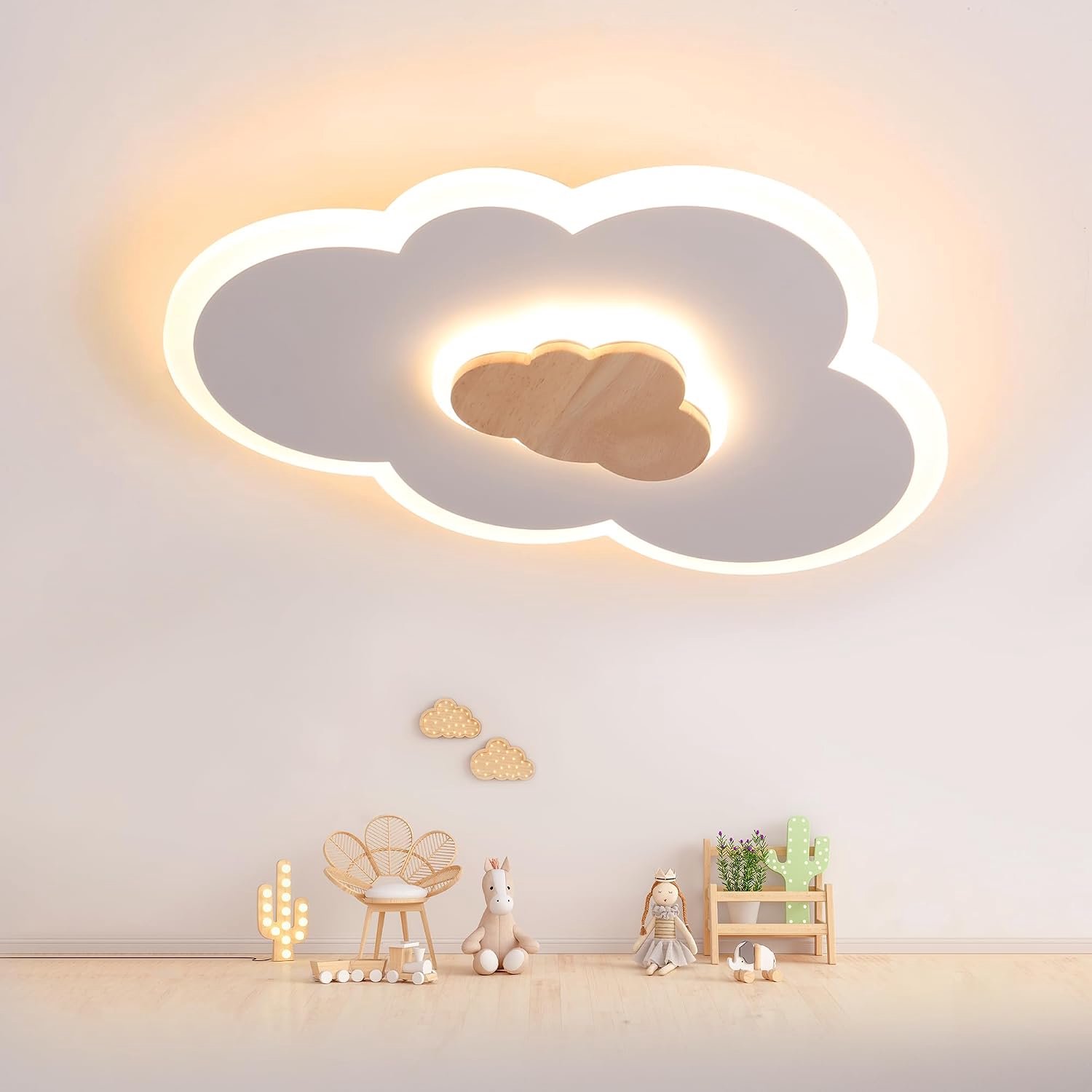 LED-plafondlamp voor kinderkamer, 26W, 40 cm, wolk plafondlamp, creatieve wolkenlamp, warm wit 3000K, kinderlamp voor kinderkamer, slaapkamer en woonkamer [Energieklasse F]