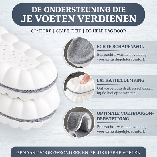 Inlegzool met schapenwollen toplaag en hieldemping voor extra ondersteuning en dagelijks comfort.