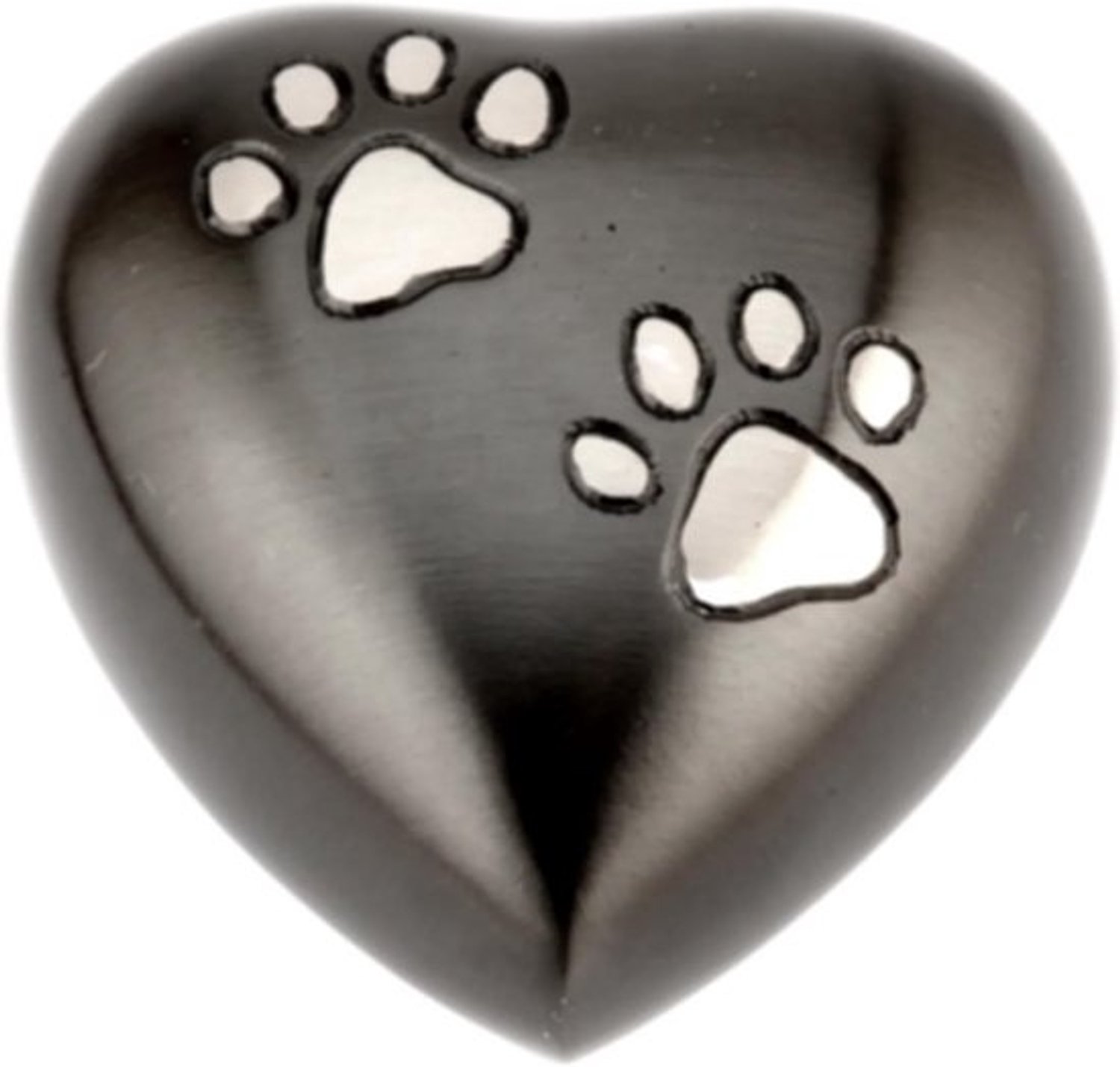 Hartvormige herinneringsurne - Voor huisdieren - Zwart tin-look, 7.5 cm
