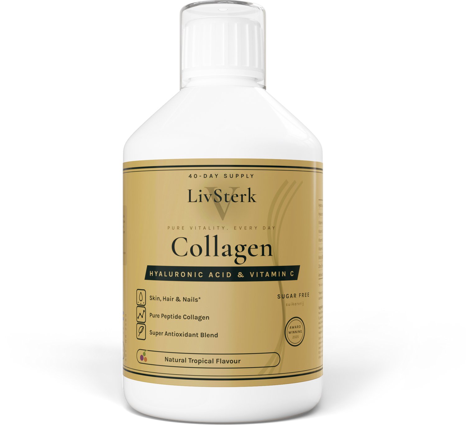 LivSterk Vloeibaar Collageen Supplement - Hyaluronzuur & Vitamine C - 500 ml