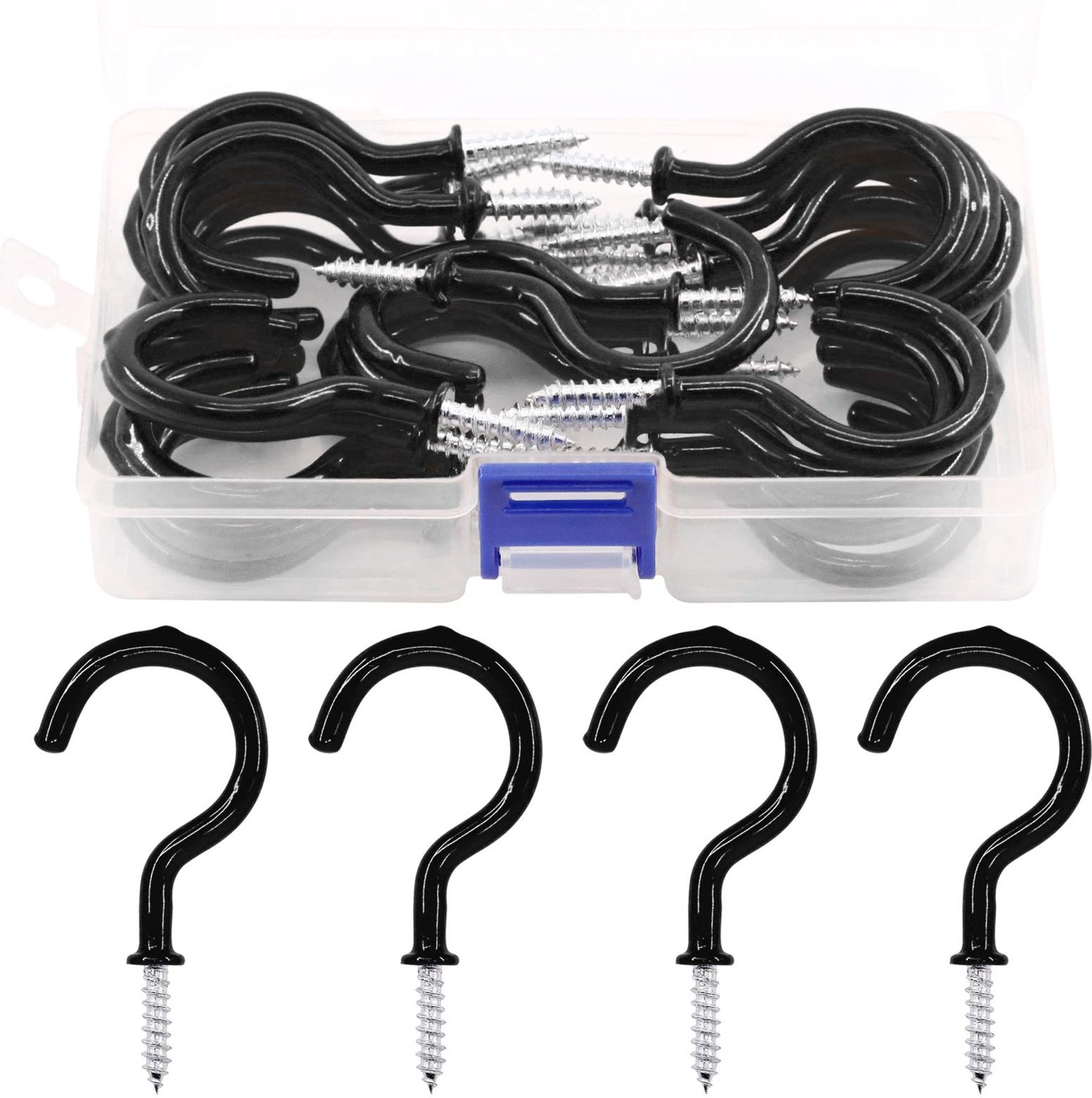 Swpeet 30 stuks zwarte 7,5 cm bekerhaken, vinyl gecoate plafondhaken, geschikt voor maximaal 50 lbs