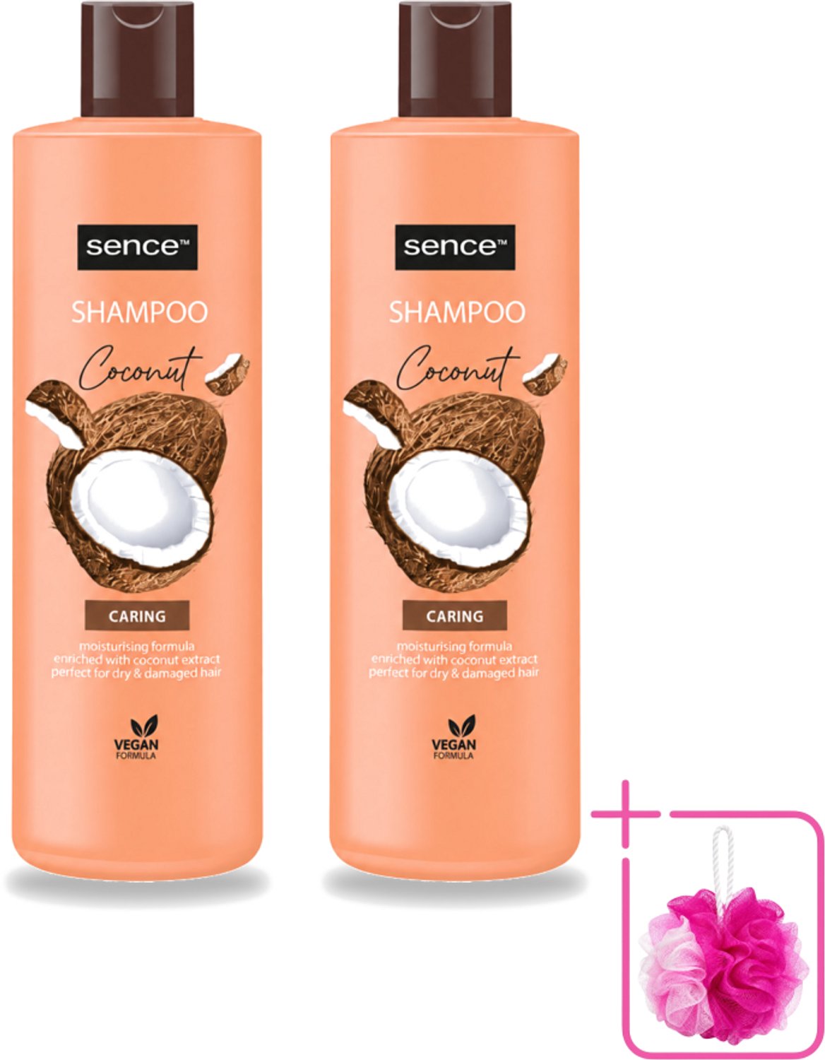 2 x Sence - Coconut - Shampoo - Verzorgend - 400 ml - Voordeelverpakking - Bulkverpakking - Kokos shampoo - Douchemop - Droog haar shampoo