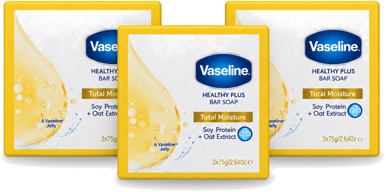 3 x Vaseline - Total Moisture - Zeeptablet - Healthy Plus - 3x75 g - Voordeelverpakking - 3 stuks