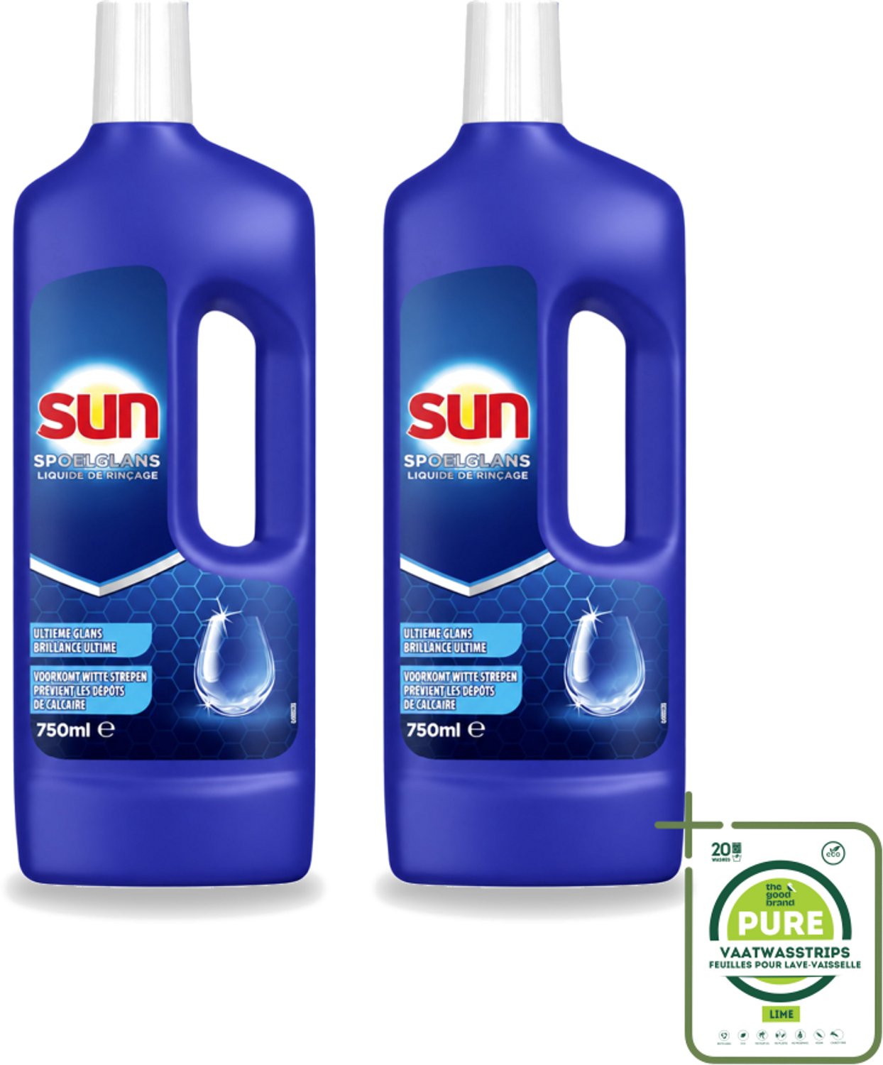 2 x Sun - Normaal - Spoelglans - 750 ml - Grootverpakking - Vaatwasstrips - Vaatwas Spoelglans - Spoelglans Vaatwas - Droog Vaat - Glanzend Vaat - Kalkaanslag Verwijderen