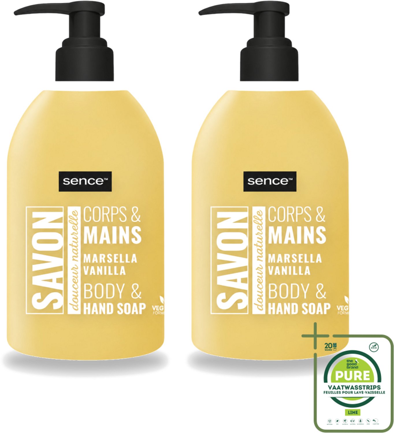 2 x Sence - La Maison Du Savon De Marseille - Handzeep - Vanille - Hygiënisch - 500 ml - Grootverpakking - Vaatwasstrips - Handzeep Vanille - Hygiëne - Handwassen - Zeep - Marseille Zeep