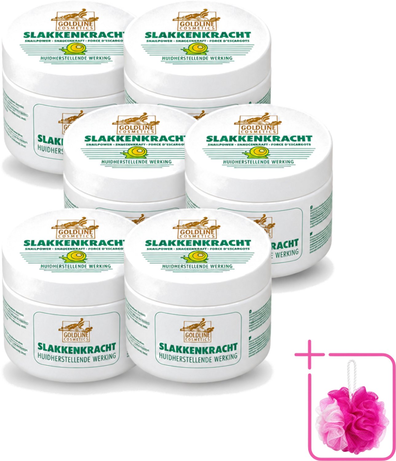 6 x Goldline - Bodycrème - Slakkenkracht - Huidverzorging - Verzachtend - 250 ml - Bulkverpakking - Huidverzorging - Douchemop - Slakkenkracht