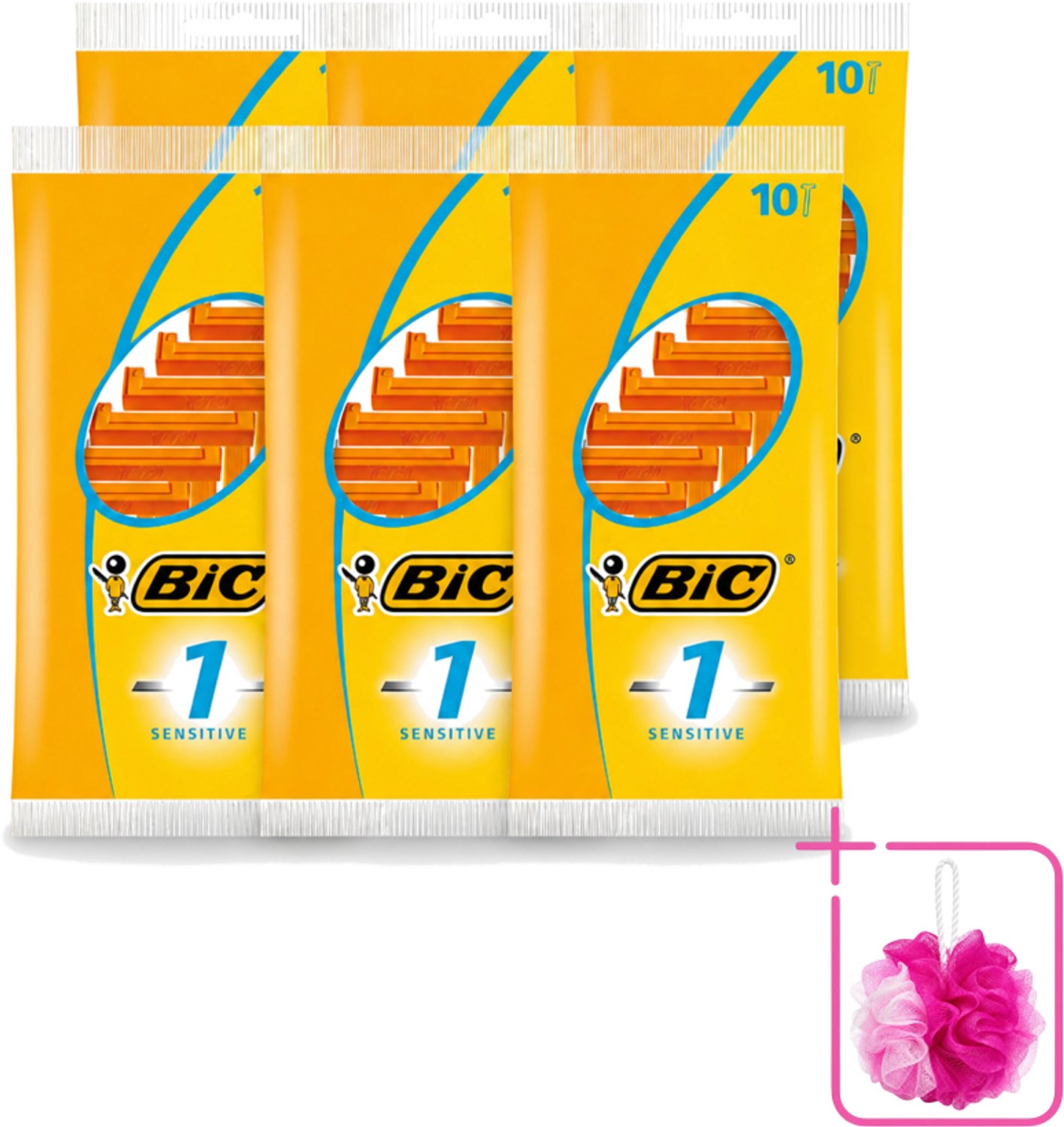 6 x Bic - Scheermesjes - Sensitive - Enkel Mesje - Wegwerpmesjes - 10 Scheermesjes - Bulkverpakking - Scheermesje - Gevoelige huid
