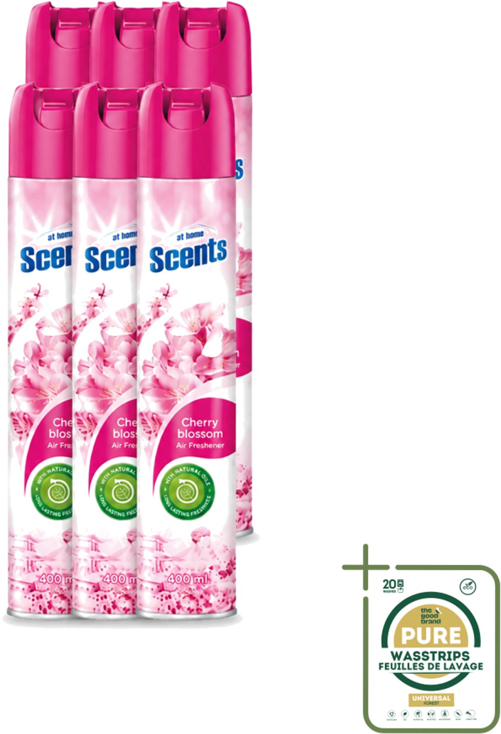 6 x At Home – Luchtverfrisser Spray – Cherry Blossom – Fris Bloemig - 400 ml - Luchtverfrisser Cherry Blossom - Bloemige Geur - Frisse Geur - Geurverwijdering - Luchtverfrisser Spray