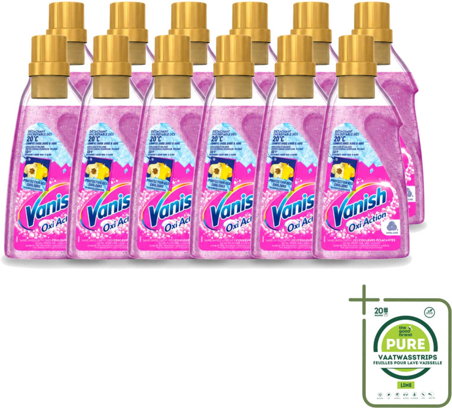 12 x Vanish – Wasbooster Gel – Oxi Action – 750 ml - Grootverpakking - Vaatwasstrips - Wasbooster - Vlekverwijdering - Zuurstoftechnologie - Koud Water - Korte Wastijd