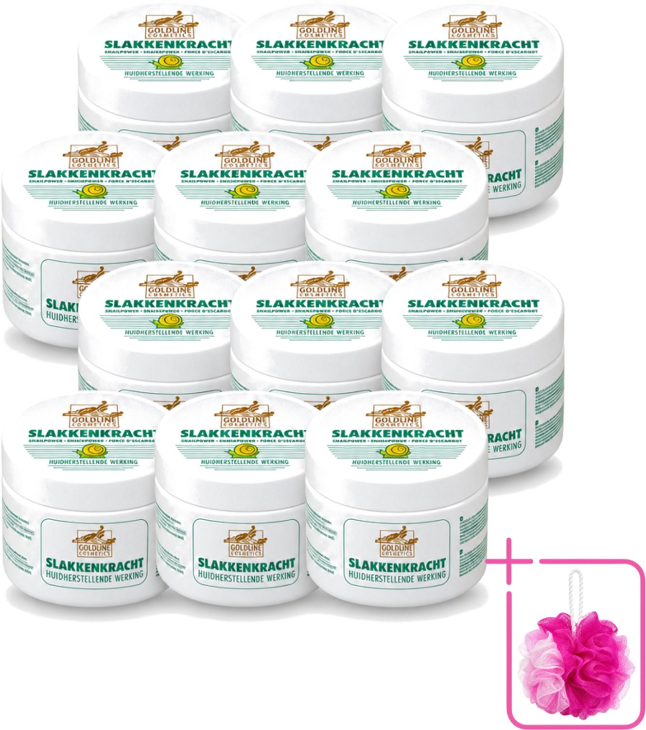 12 x Goldline - Bodycrème - Slakkenkracht - Huidverzorging - Verzachtend - 250 ml - Bulkverpakking - Huidverzorging - Douchemop - Slakkenkracht