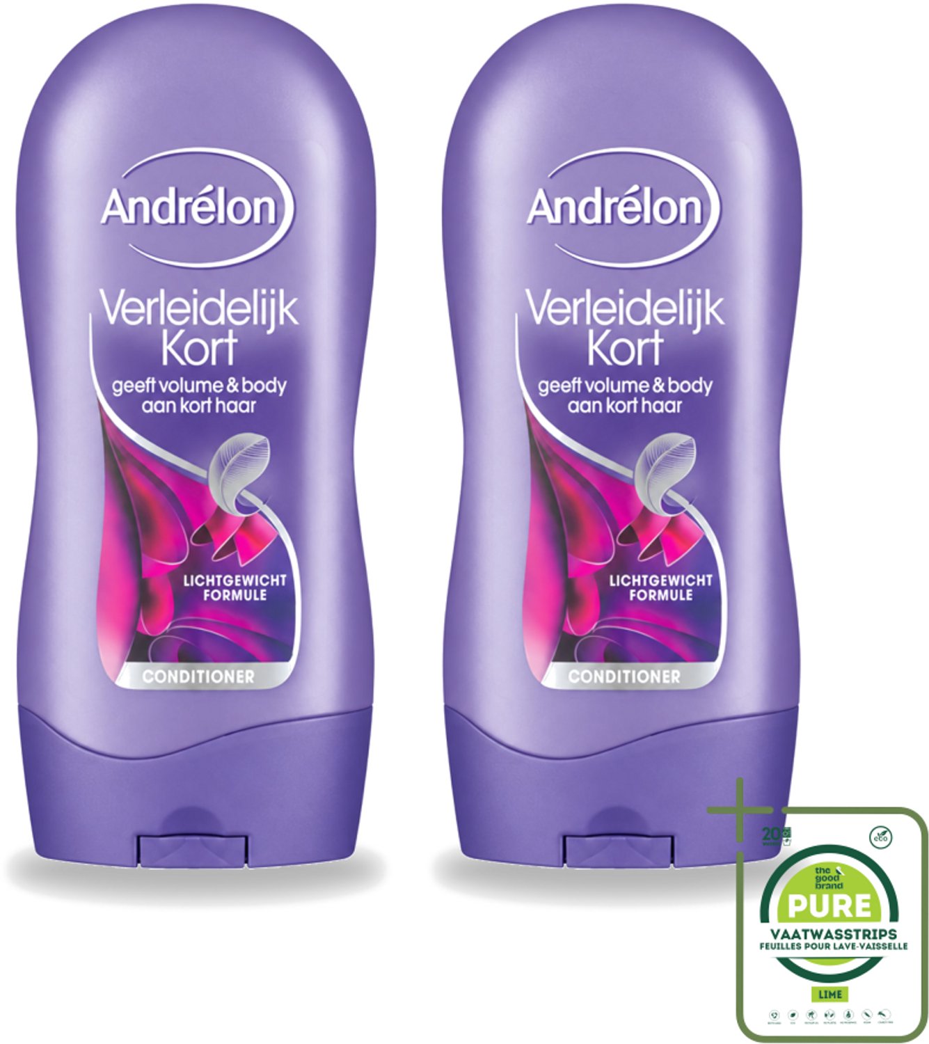 2 x Andrélon - Verleidelijk Kort - Conditioner - Voor Kort Haar - 300 ml - Grootverpakking - Vaatwasstrips - Kort Haar Conditioner - Volume Voor Kort Haar - Verzorging Kort Haar - Luchtig Haar - Voedend Haar
