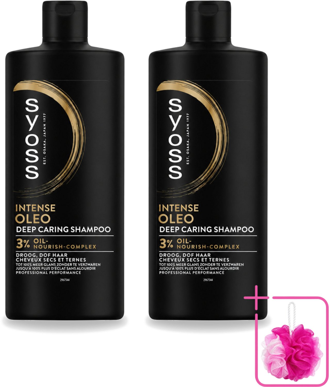 2 x Syoss – Shampoo – Oleo – 440 ml - Bulkverpakking - Voedend shampoo - Douchemop - Droog haar