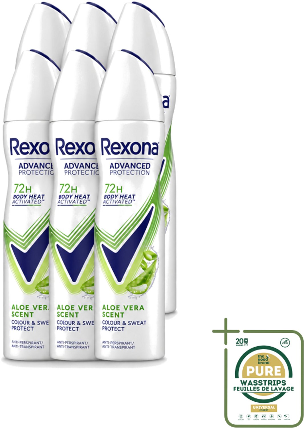 6 x Rexona - Deodorant - Spray - Aloe Vera Scent - 150ml - Deodorant Spray - Aloe Vera Geur - Zweetbestendig - Droog Snel - Fris Gevoel