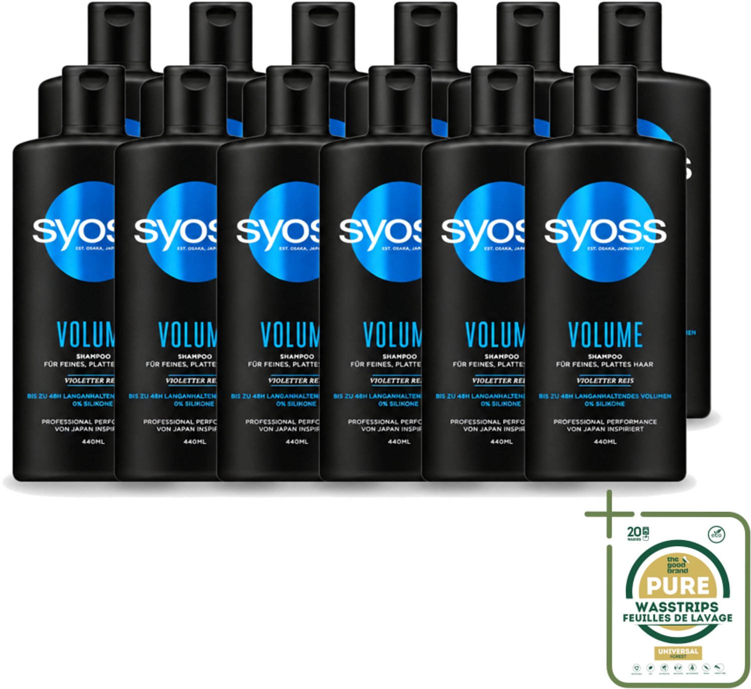 12 x Syoss – Shampoo – Volume – 440 ml - Wasstrips - Volume Shampoo - Volume Haar - Fijn Haar - Slap Haar - Body Haar