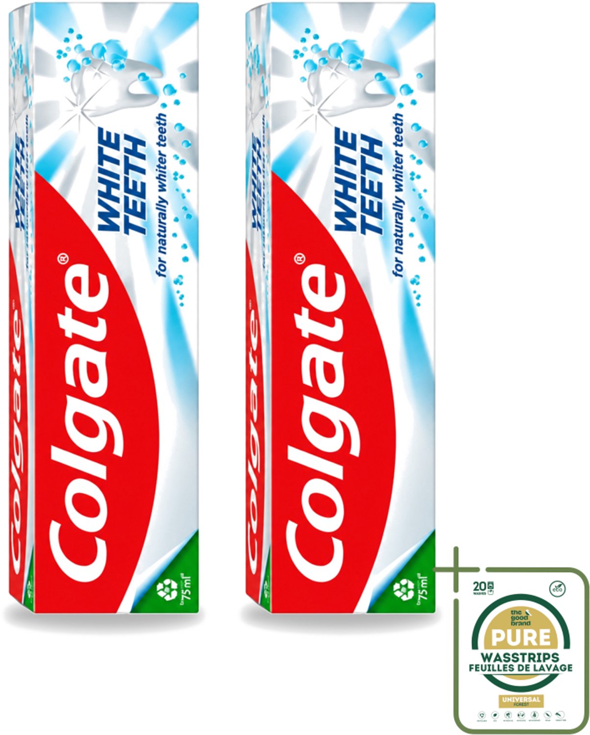 2 x Colgate – Tandpasta – White Teeth – 75 ml - Wasstrips - Wittere Tanden - Tandenborstel - Mondverzorging - Tandpasta - Tanden Reinigen