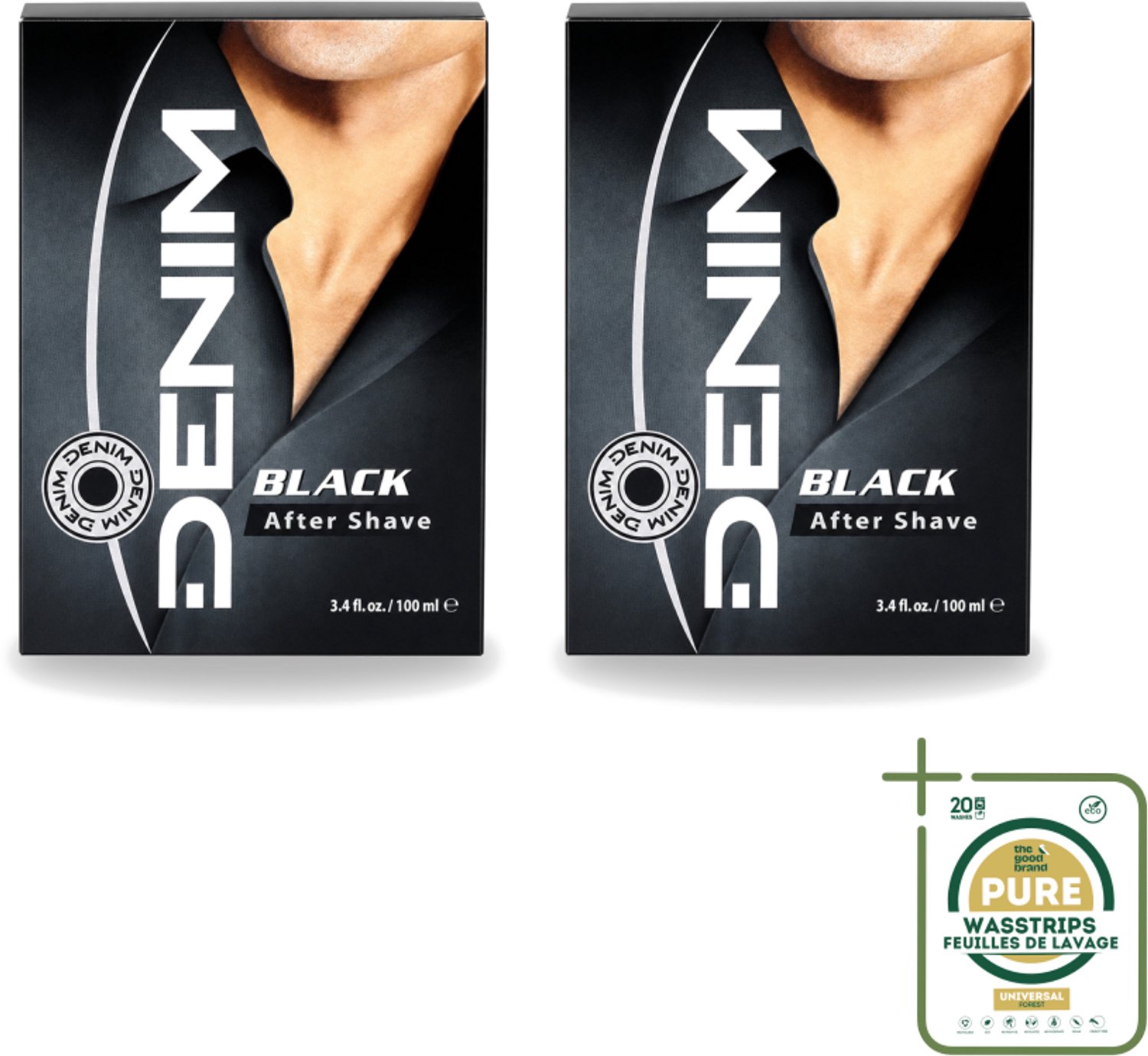 2 x Denim – Aftershave – Black – 100 ml - Wasstrips - Aftershave - Aftershave Man - Aftershave Voor Mannen - Aftershave Na Scheren - Scheren Aftershave