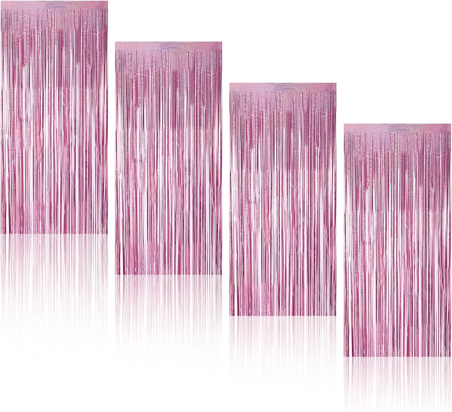 Glitter Curtain Lambette Curtain Pink Birthday Decoration Girls 4 Pieces Glitter Foil Curtain 1x2m Glitter Curtain - ShopVlot
