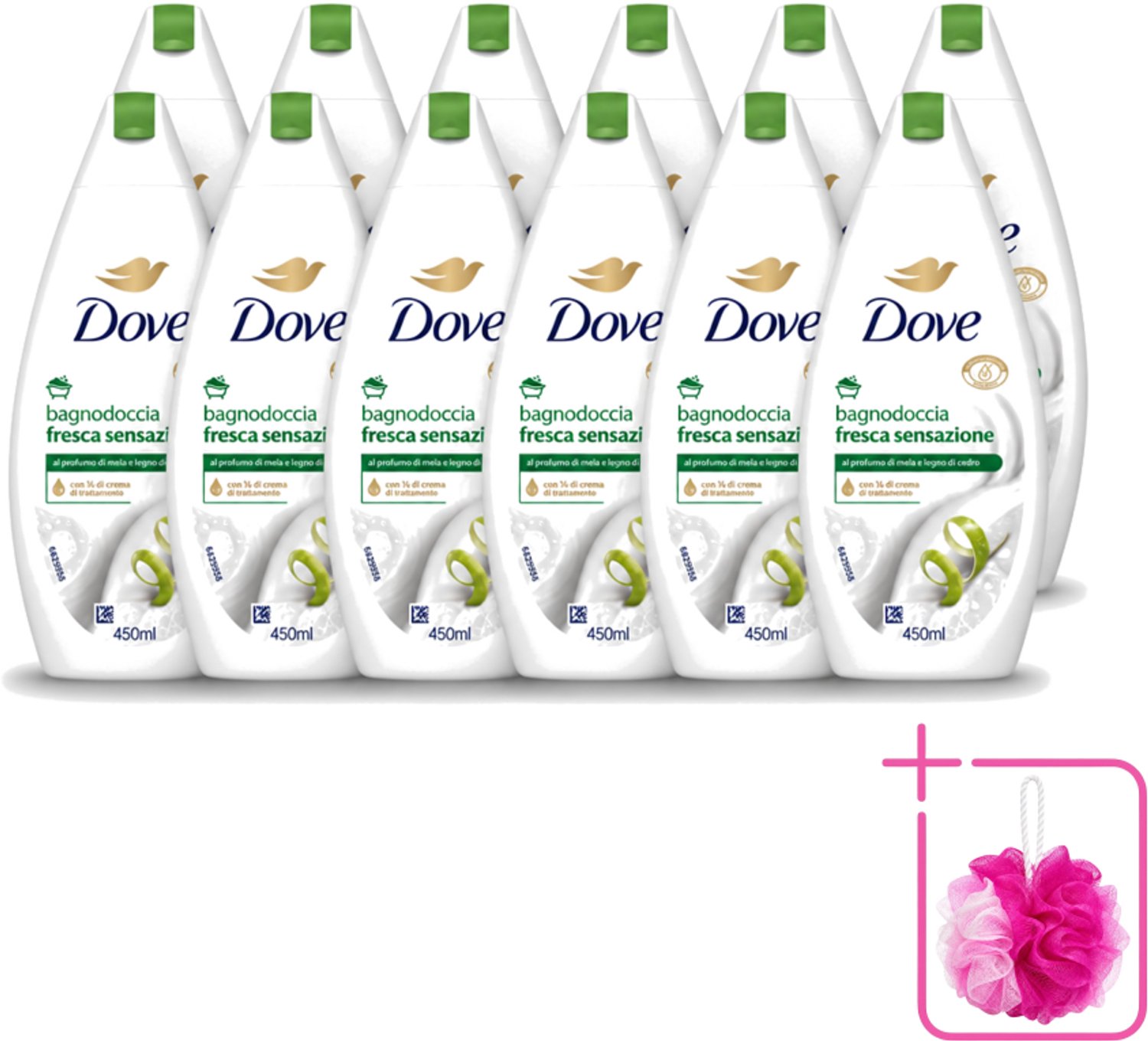 12 x Dove – Douchegel – Fresh Sensation – 450 ml - Bulkverpakking - Douchegel - Douchemop - Fris gevoel