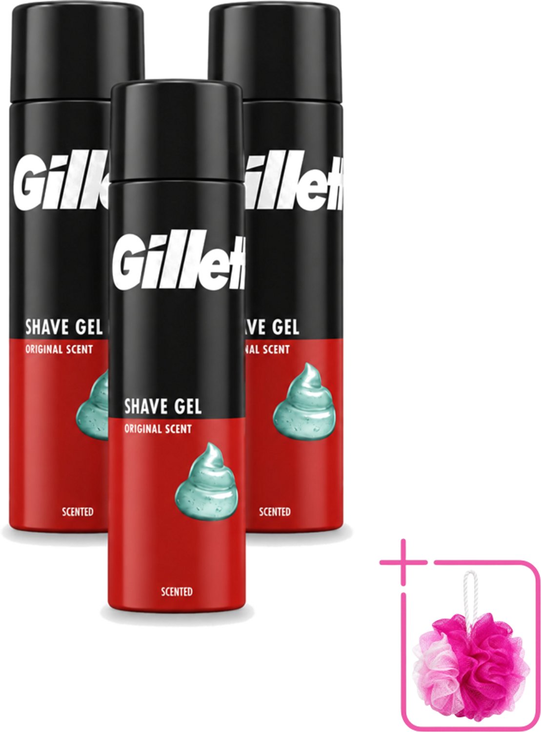 3 x Gillette – Scheergel – Classic – 200 ml - Bulkverpakking - Scheergel - Douchemop - Gevoelige huid