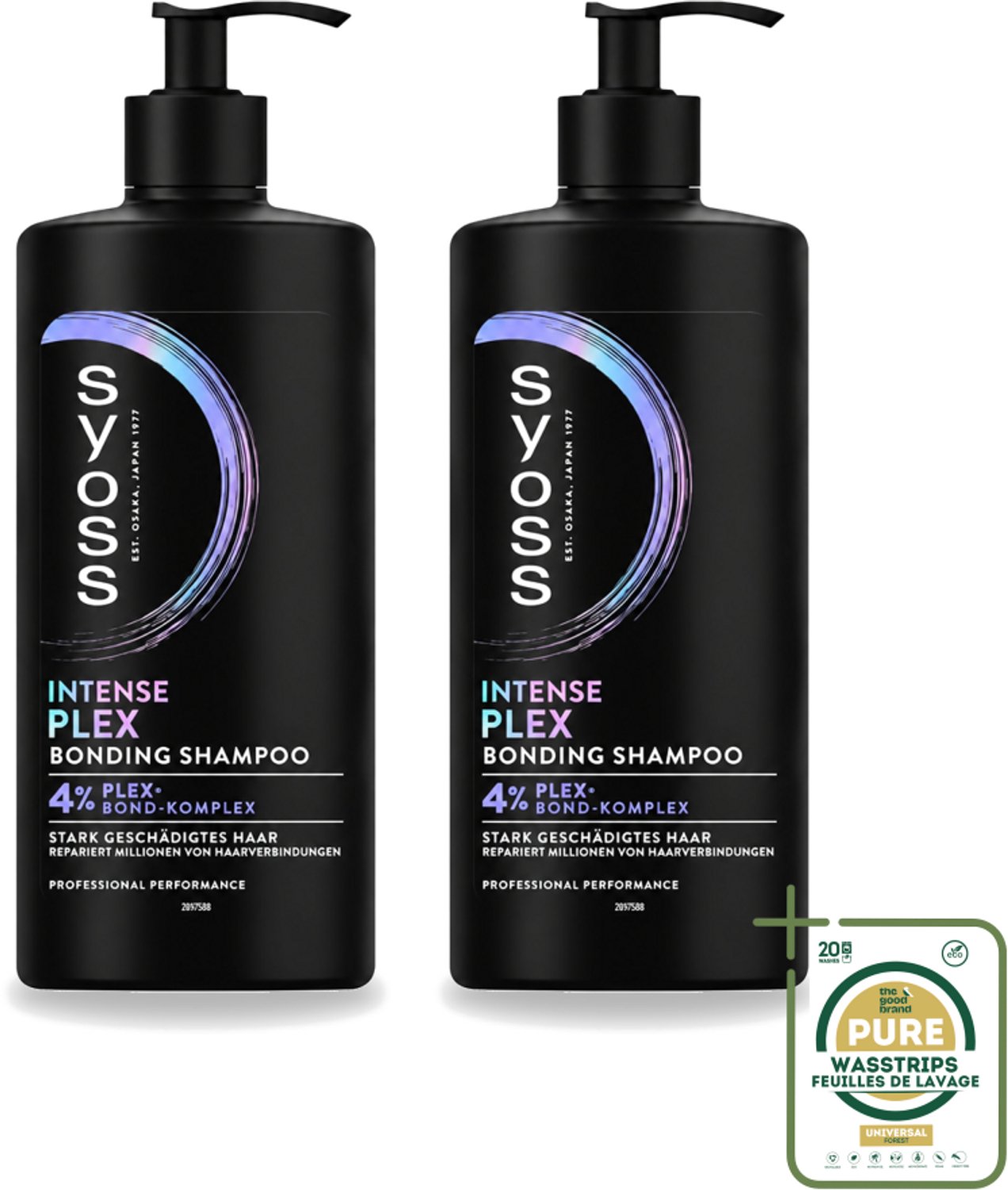 2 x Syoss – Shampoo – Intense Plex – 440 ml - Wasstrips - Haarherstel - Haarversterking - Haarbescherming - Haarbreuk Verminderen - Chemisch Behandeld Haar