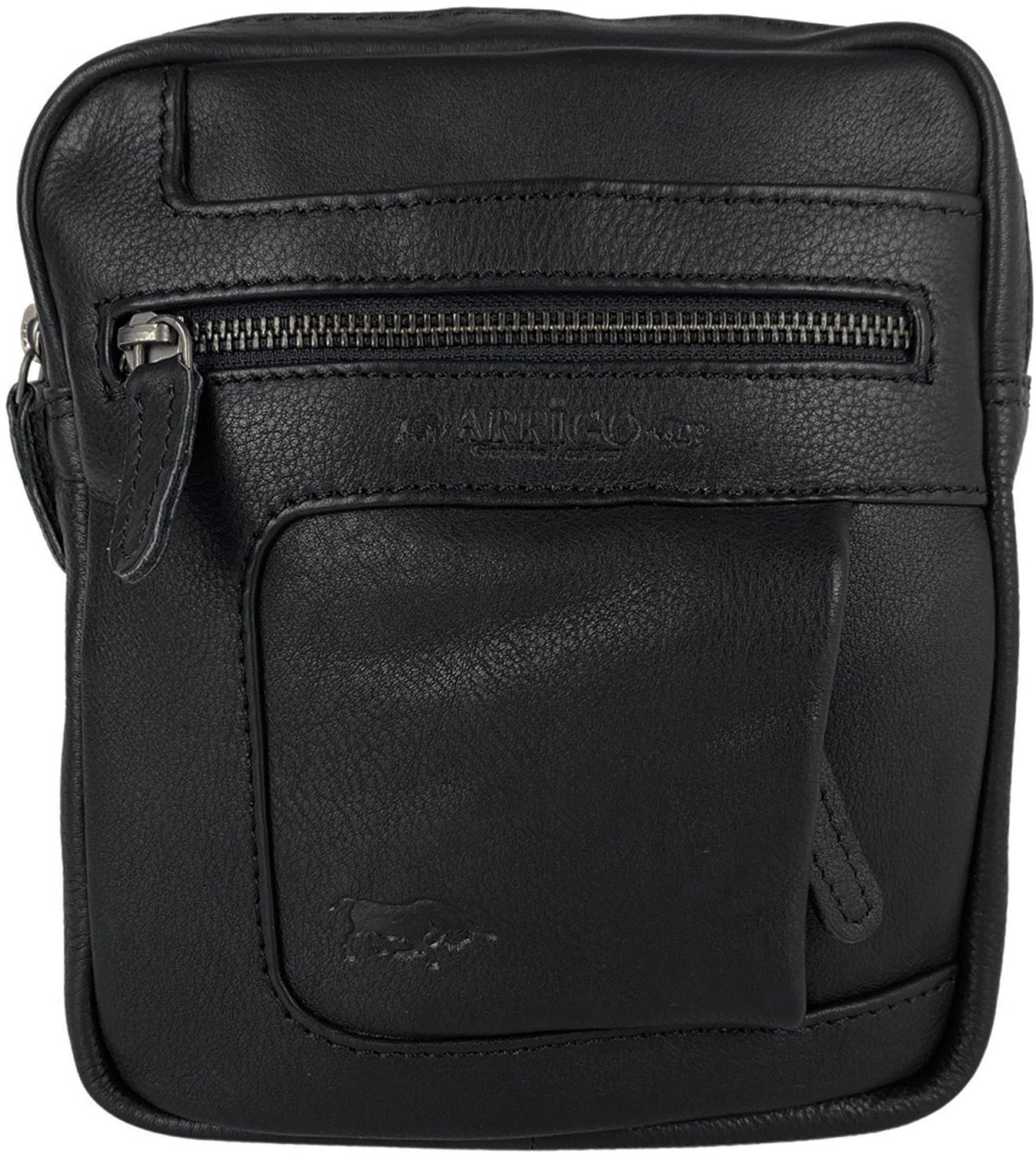 Unisex Schoudertas Crossbody Tas - Soepel Rundleer - Verstelbare Schouderriem - Zwart